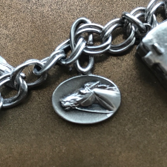 VINTAGE Charm Bracelet Kinetic Sterling Silver MOVING! dog show horse - Picture 8 of 10